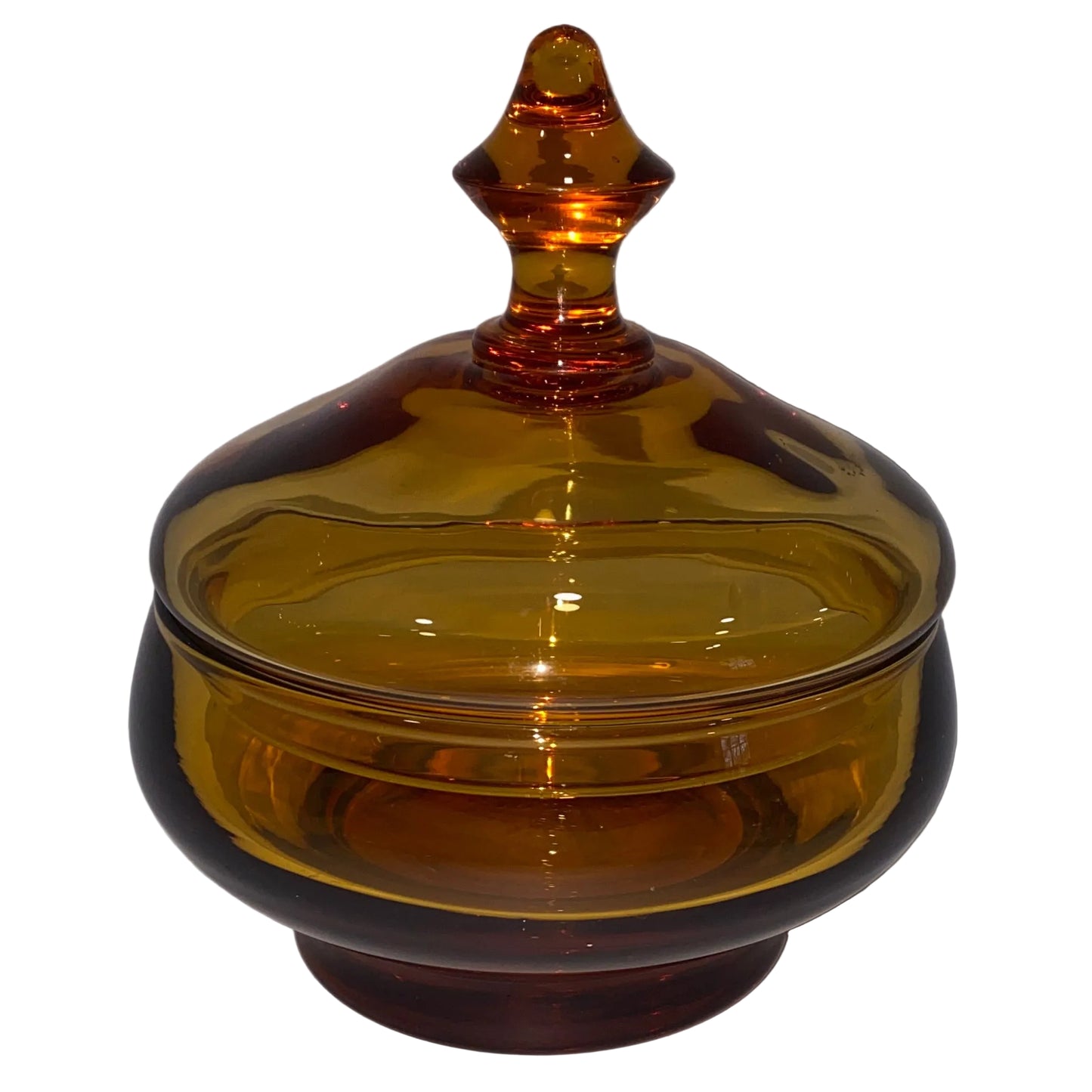 Vintage 1950's Mid Century Modern Bohemian Amber Glass Candy Dish
