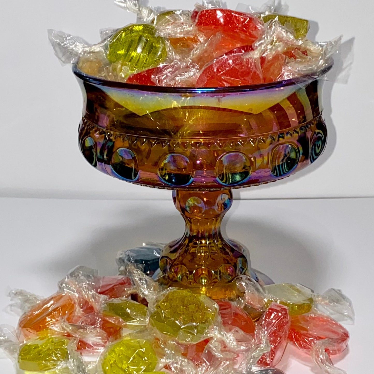 Vintage 1970's Marigold Carnival Glass Kings Crown Candy Dish