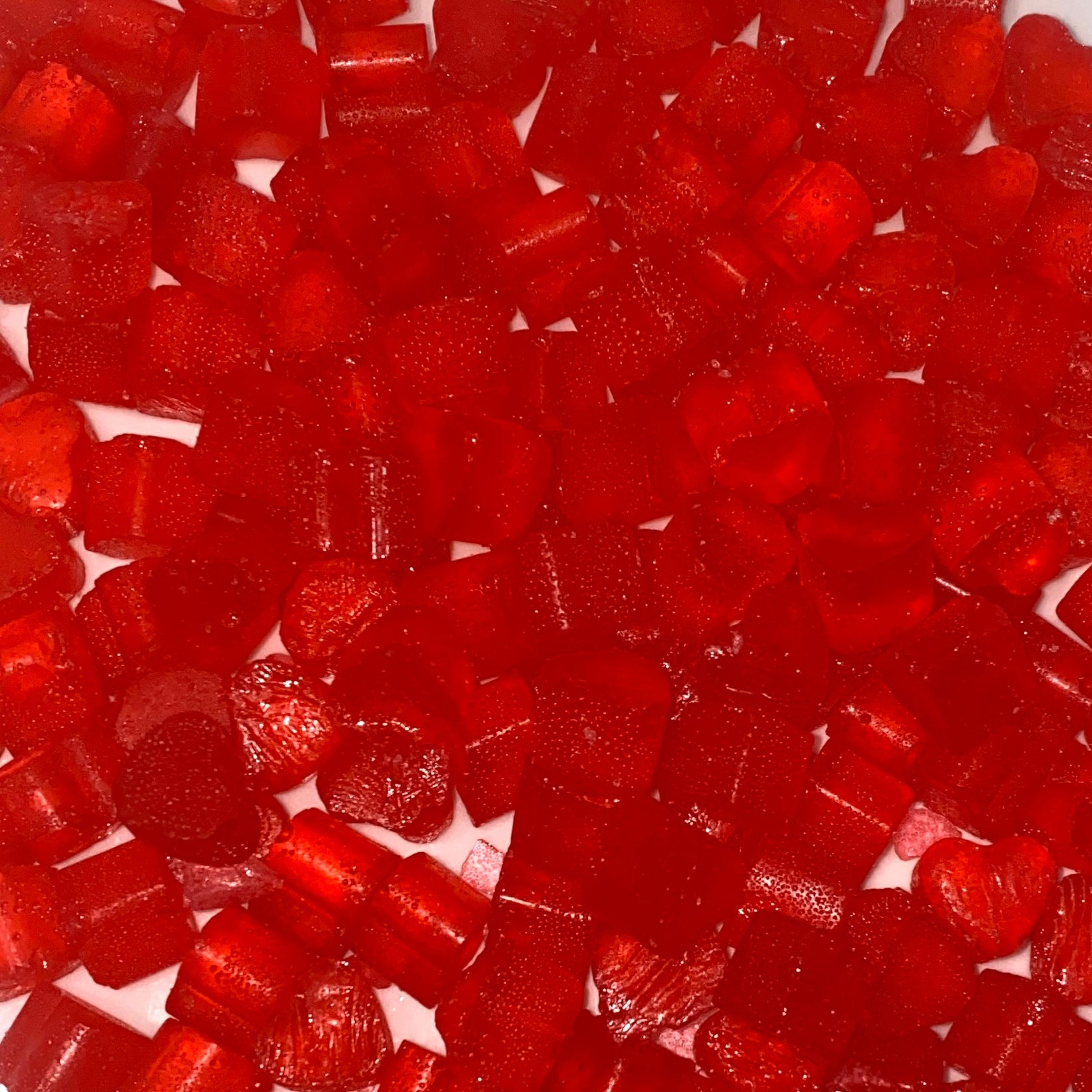 Close-up of red Hard Candy on a white background