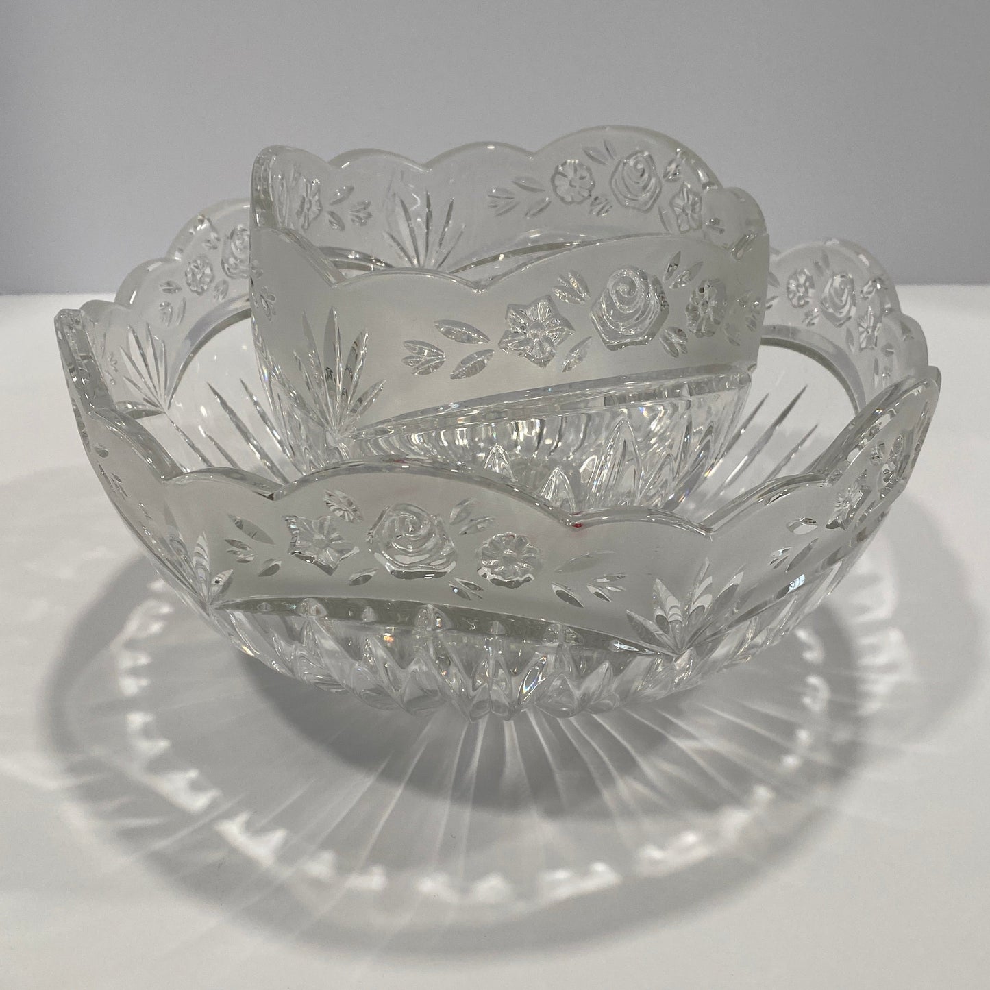 Vintage Oneida Southern Garden Crystal Candy Dishes