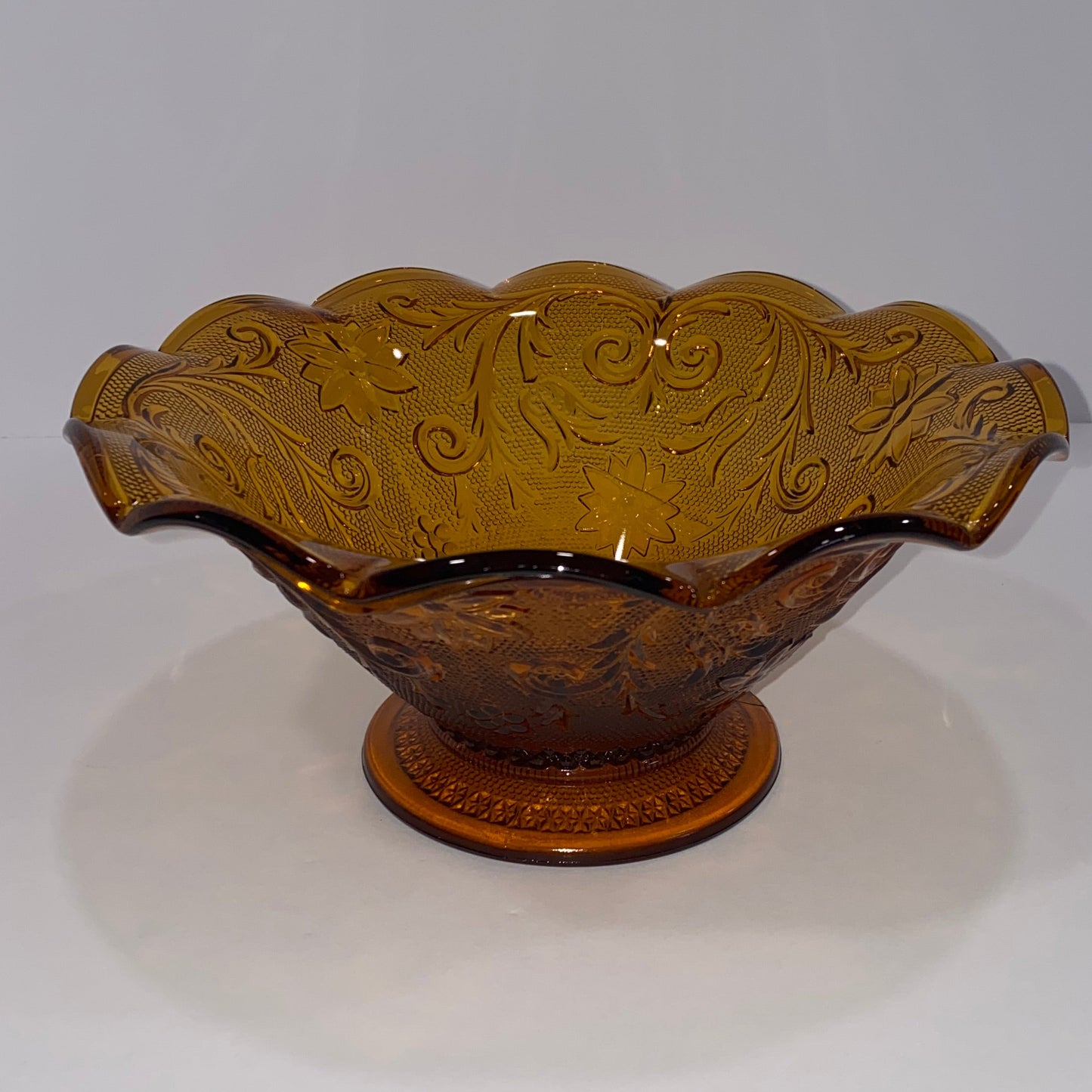 Vintage Tiara Amber Glass Console Bowl