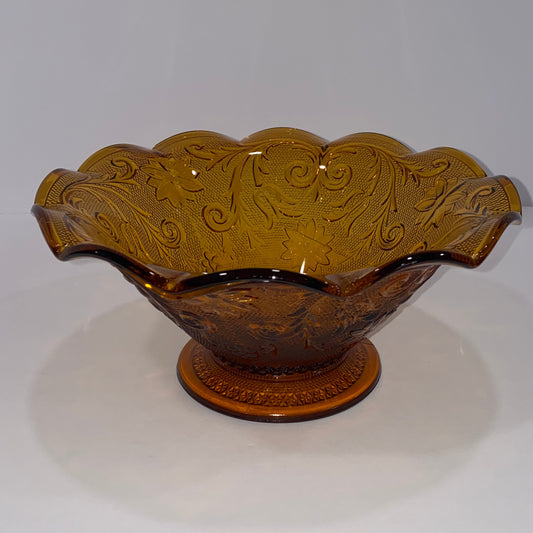 Vintage Tiara Amber Glass Console Bowl