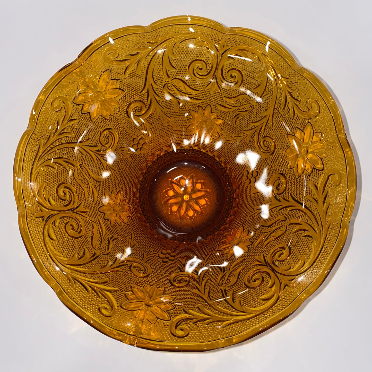 Vintage Tiara Amber Glass Console Bowl