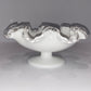 Vintage Fenton Milk Glass Ruffled Pedestal Bowl