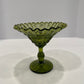 Vintage Imperial Glass "Daisy & Button" Olive Ruffled Compote