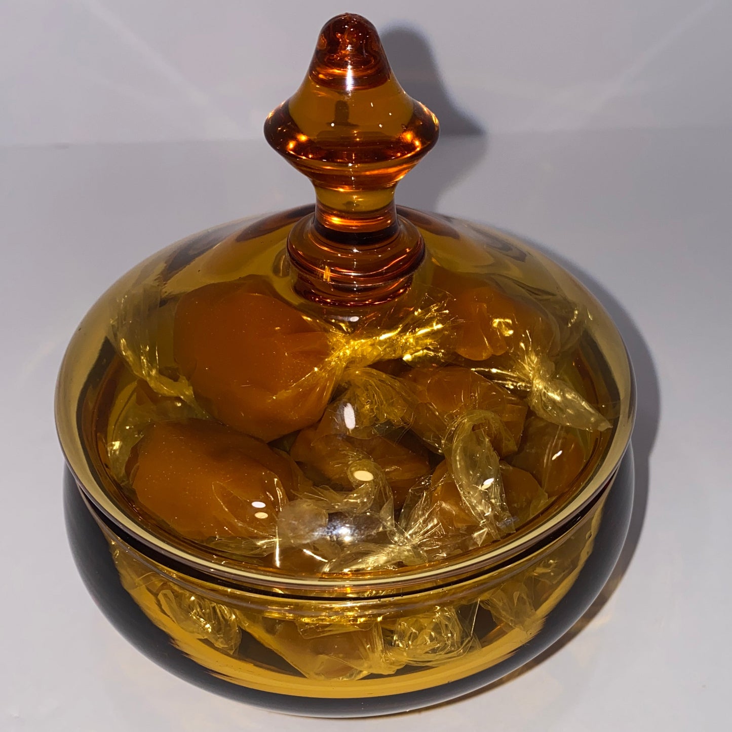 Vintage 1950's Mid Century Modern Bohemian Amber Glass Candy Dish