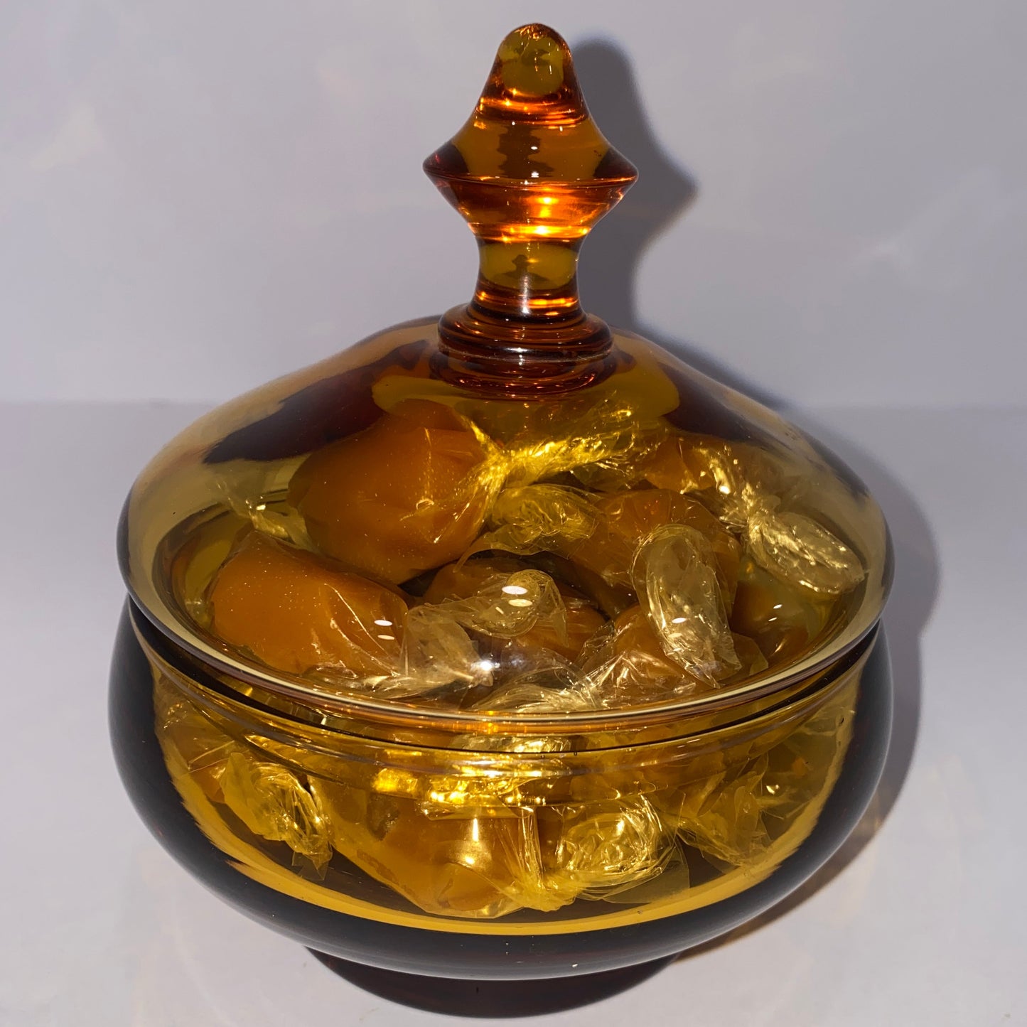 Vintage 1950's Mid Century Modern Bohemian Amber Glass Candy Dish