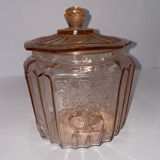 Vintage Jeannette Glass "Sharon" Pink Candy Jar