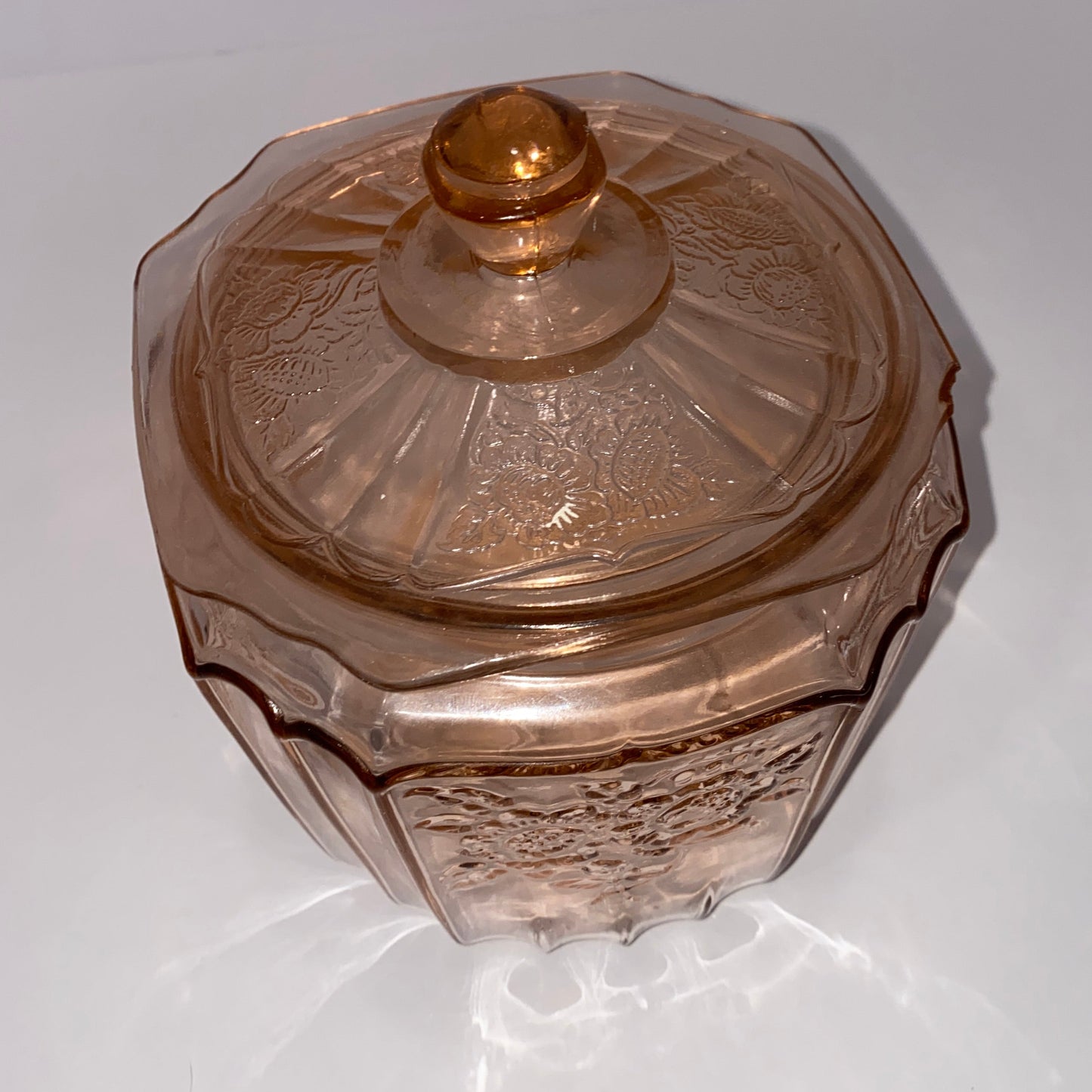 Vintage Jeannette Glass "Sharon" Pink Candy Jar
