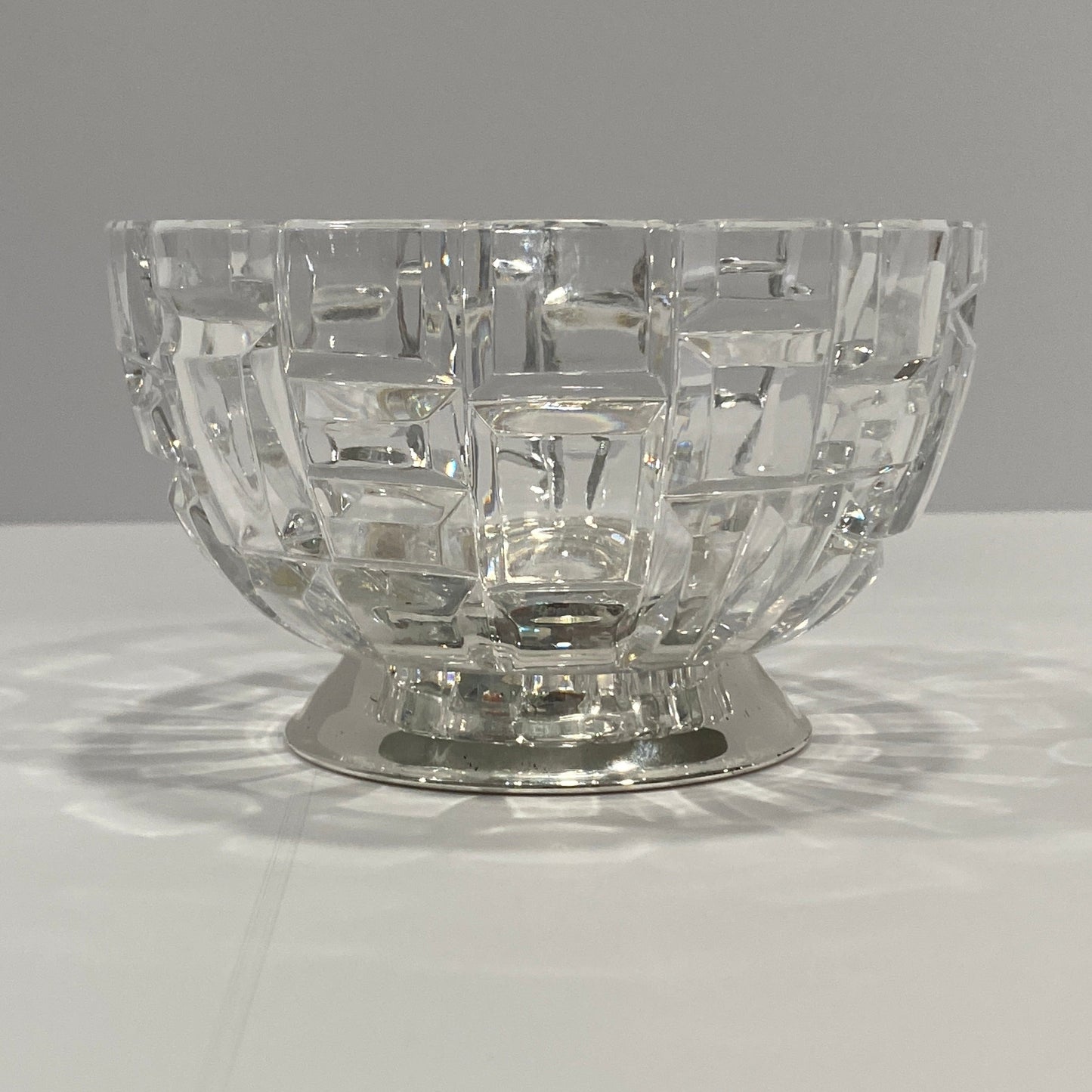Vintage Leonard Italy Crystal & Silver-Plated Candy Bowl