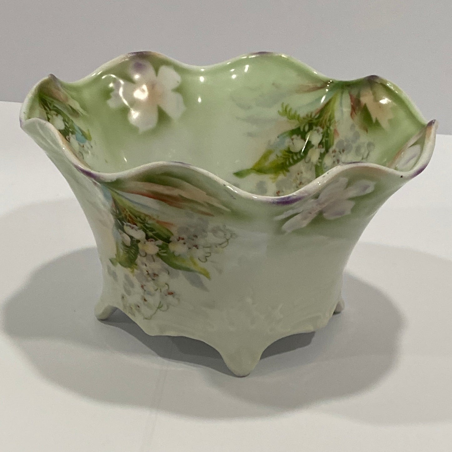 Antique Silesia Germany Footed Porcelain Bowl