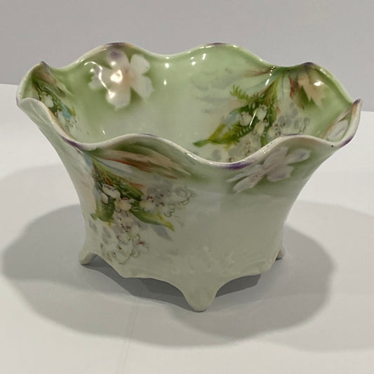 Antique Silesia Germany Footed Porcelain Bowl