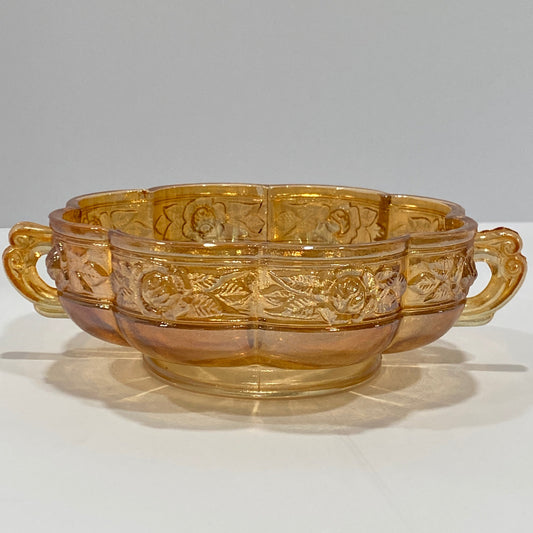 Vintage Jeannette "Floragold" Iridescent Rose Dish