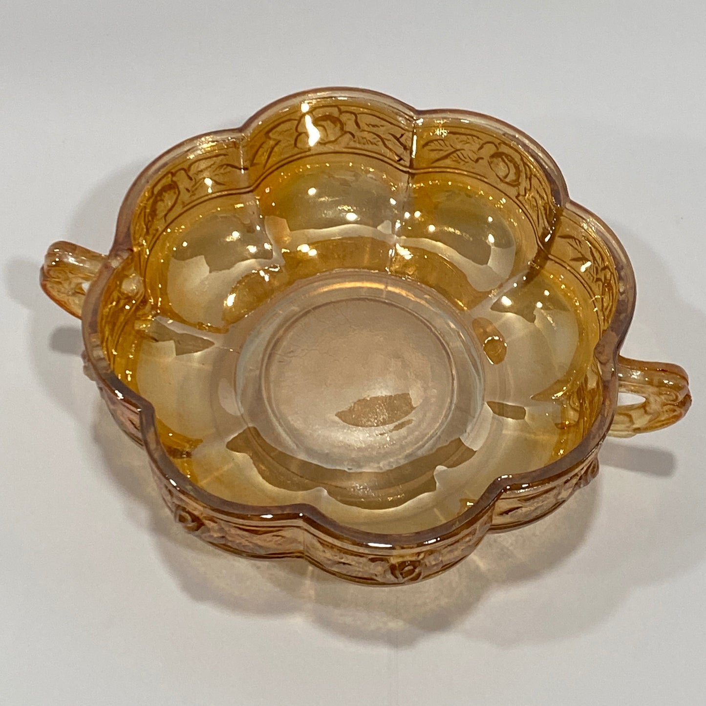 Vintage Jeannette "Floragold" Iridescent Rose Dish