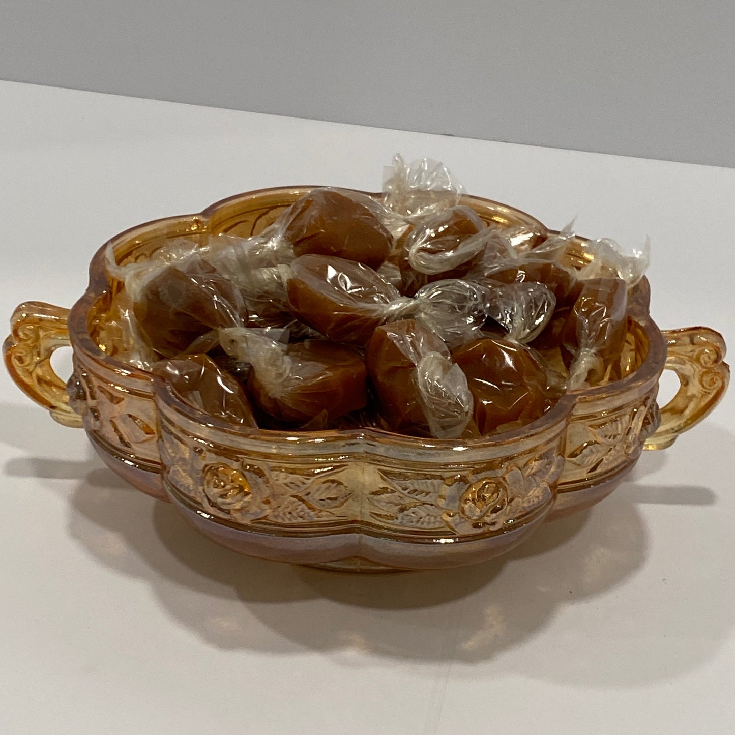 Vintage Jeannette "Floragold" Iridescent Rose Dish