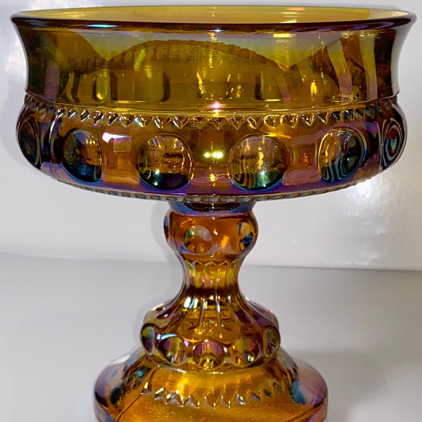 1970's Vintage Marigold Carnival Glass Kings Crown Candy Dish