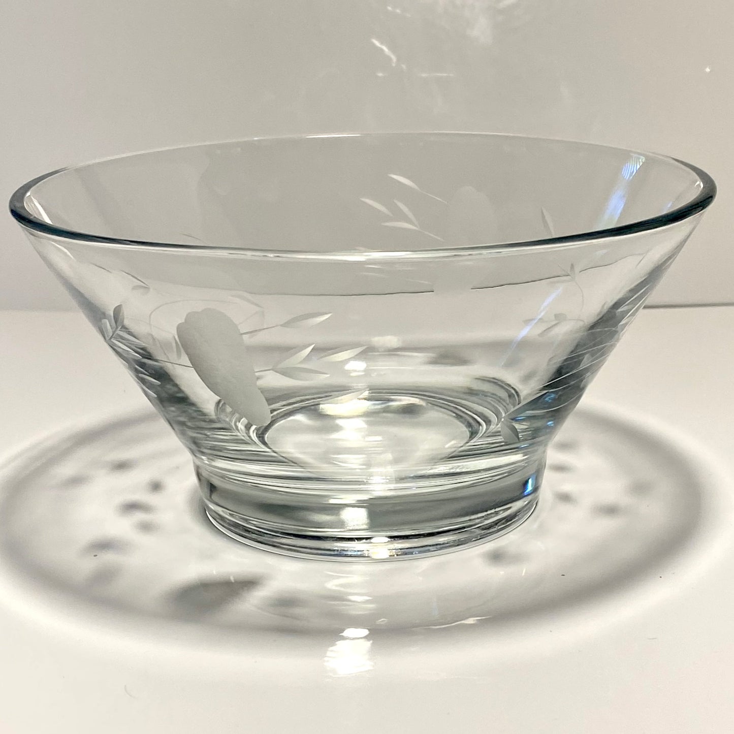 Antique Delicate Etched Glass Candy Dish