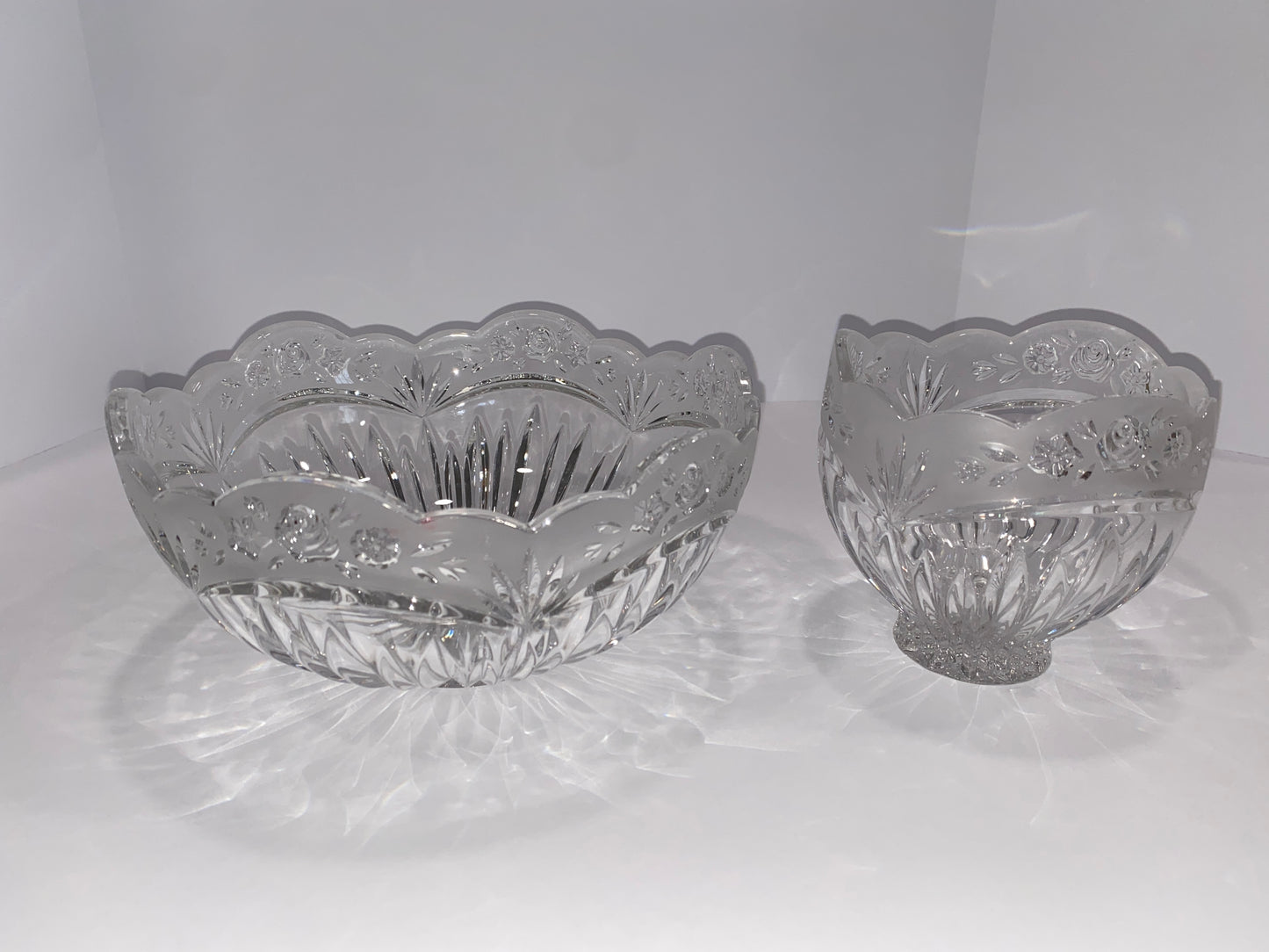 Vintage Oneida Southern Garden Crystal Candy Dishes
